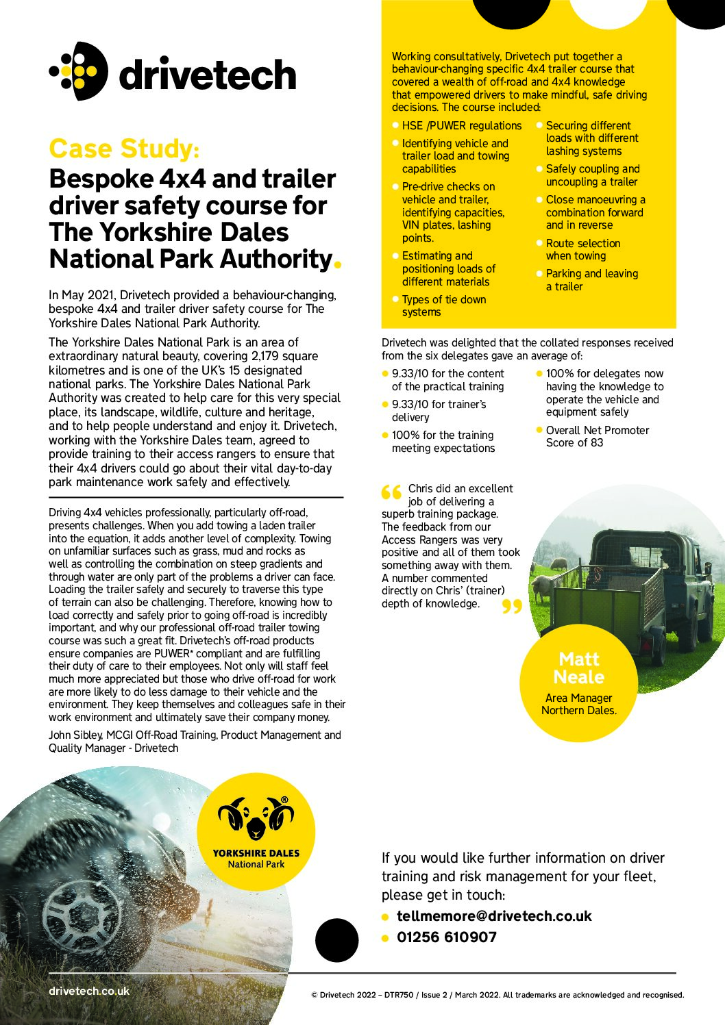 Bespoke 4×4 and Trailer Driver Safety Course for Yorkshire Dales National Park Authority